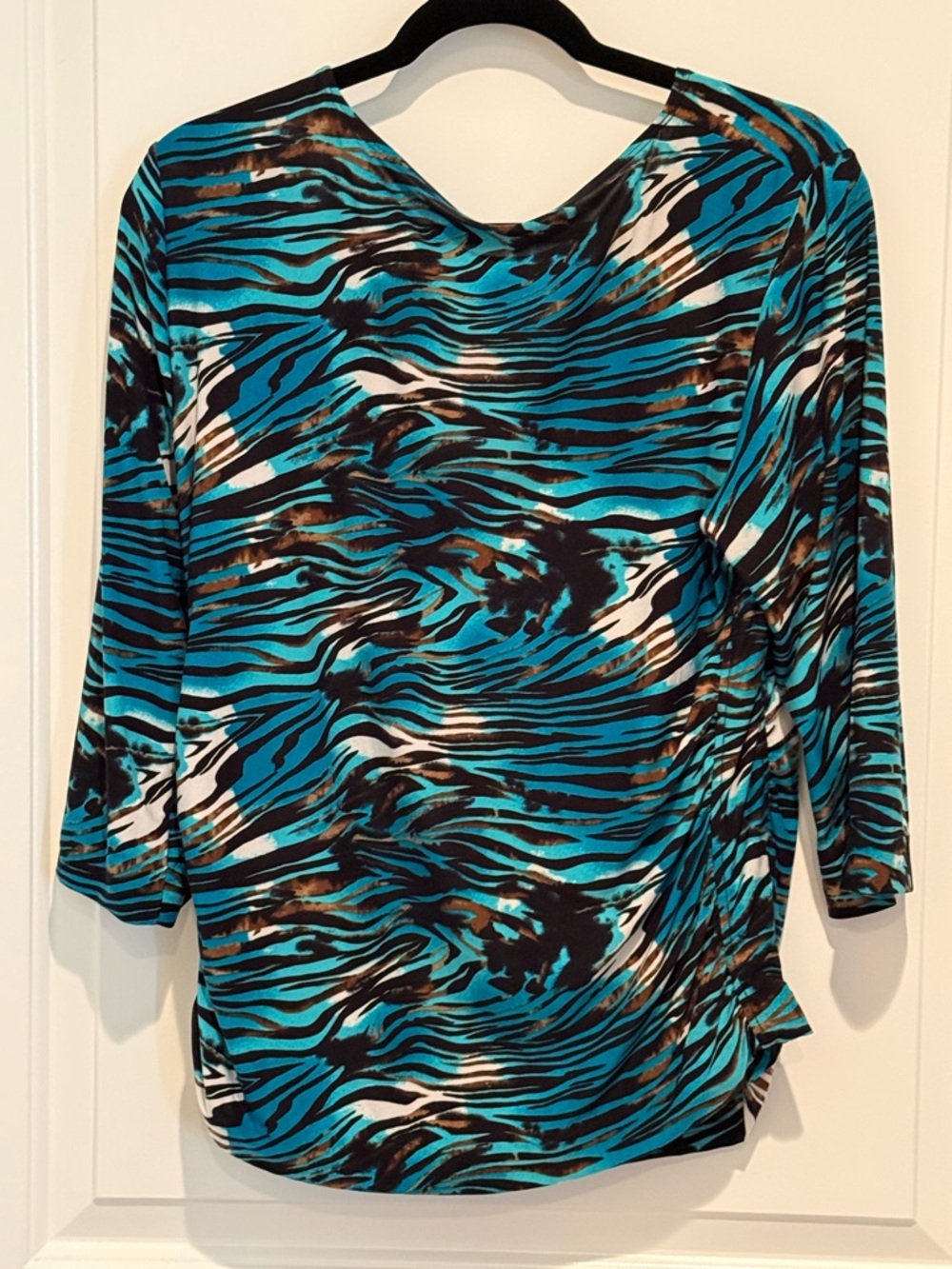 Women's Teal Animal-Print Blouse - Stylish Everyday Top